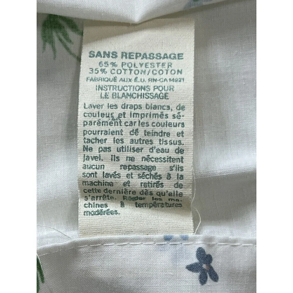 TWO Vintage 1980 Utica White Floral Pillowcases 33 x 20 Made in USA